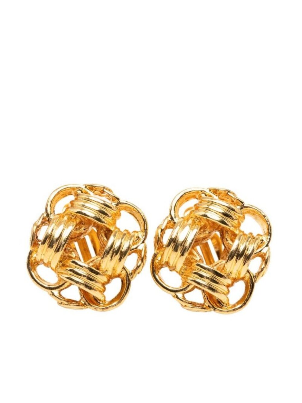 Chanel CC Logo Vintage Earrings Gold Plated - Picture 1 of 3